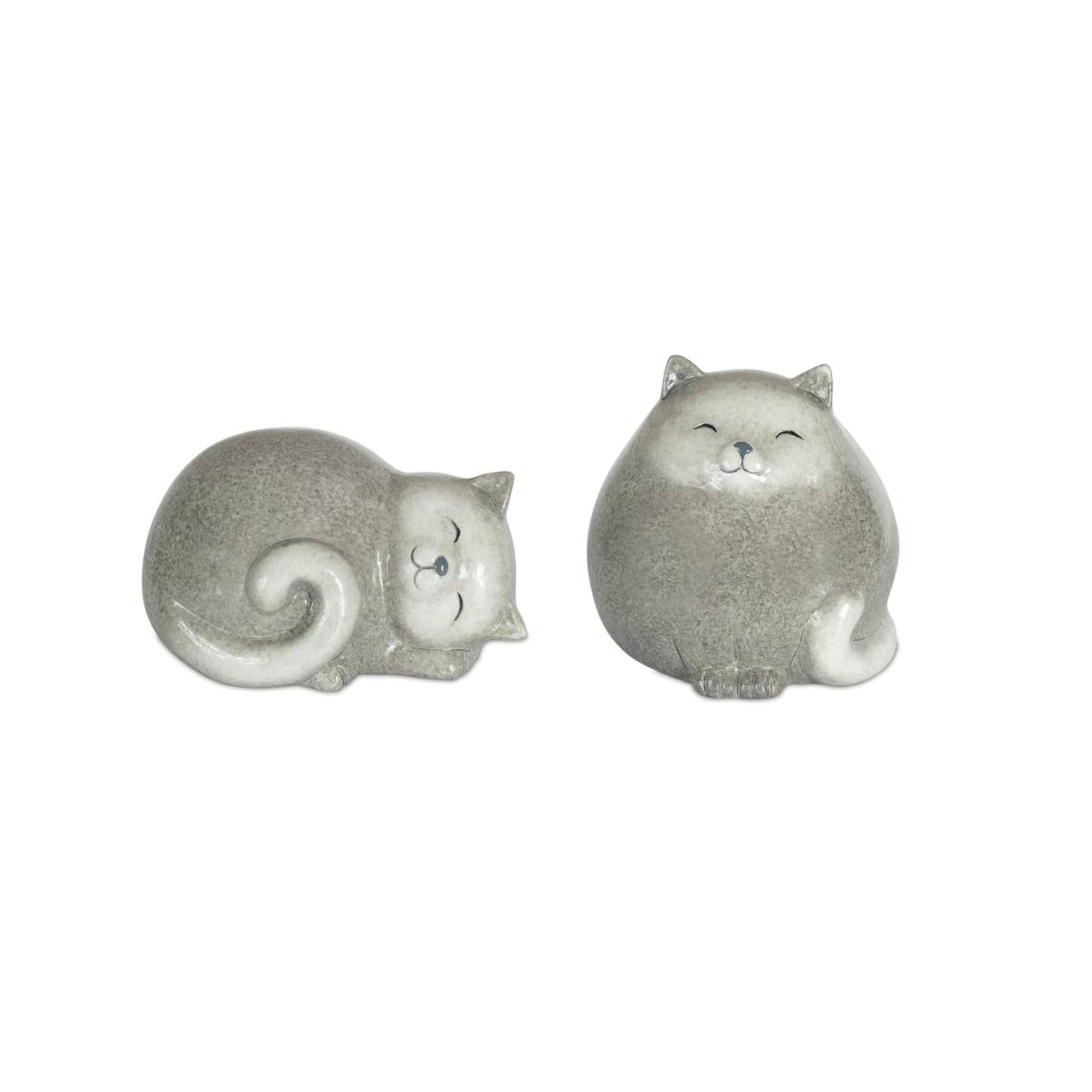 Gray Terracotta Cat Set, 3.5&#x22; &#x26; 5&#x22;